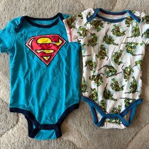 Superman/TMNT Onesies - Size 6-9m